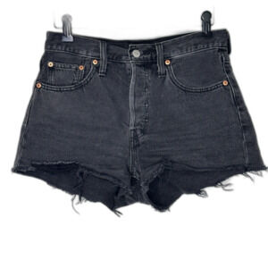 Levi’s 501 High Rise Cutoff Shorts Black Denim Frayed Hem W27 Water<Less®